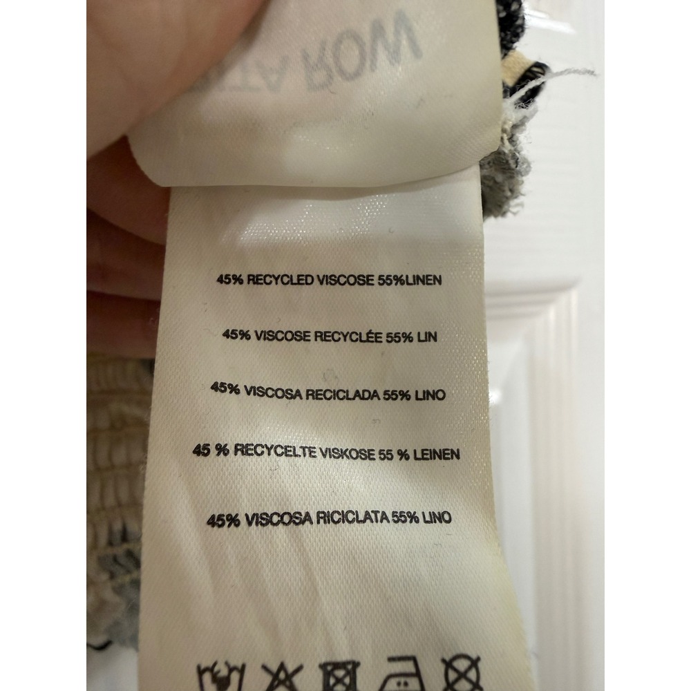 Rita Row Katherine Tank Top Smocked Size Sm Cream Black Excellent Linen Blend - Picture 5 of 7